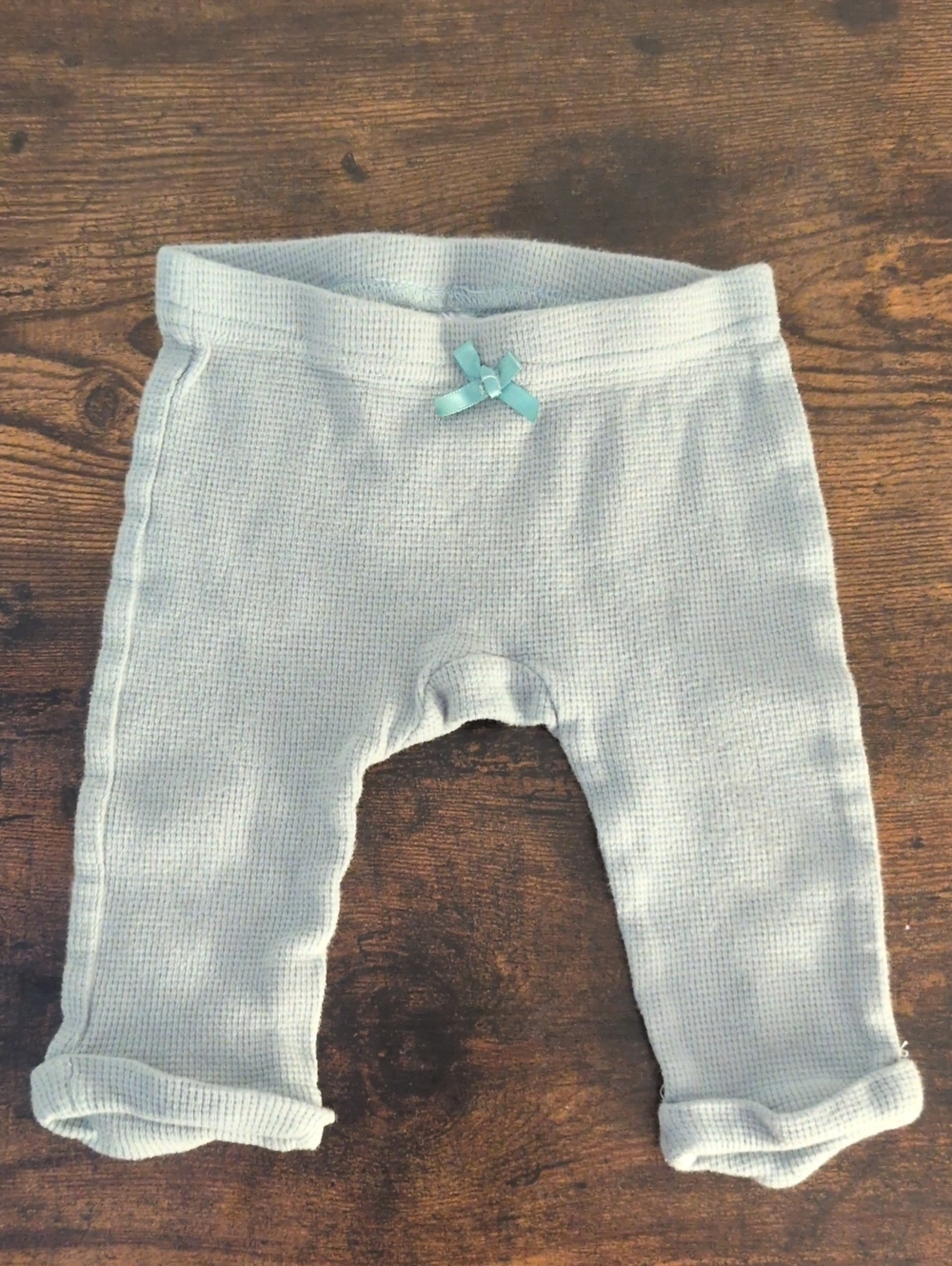 5/$25 Monkey BarsLight Blue Knit Pants with Bow 6-9M